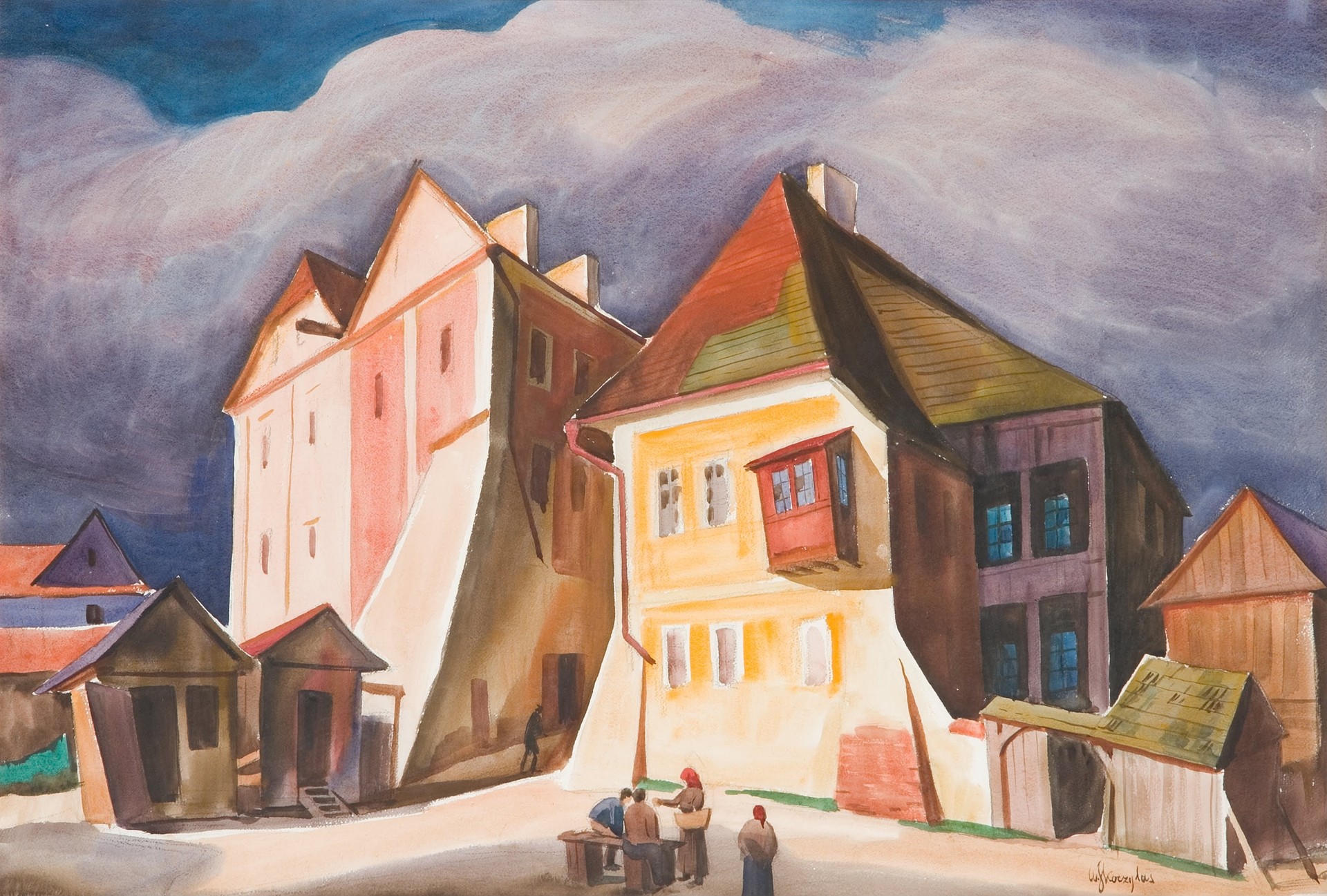 A Street in Kazimierz on the Vistula - by Władysław Skoczylas