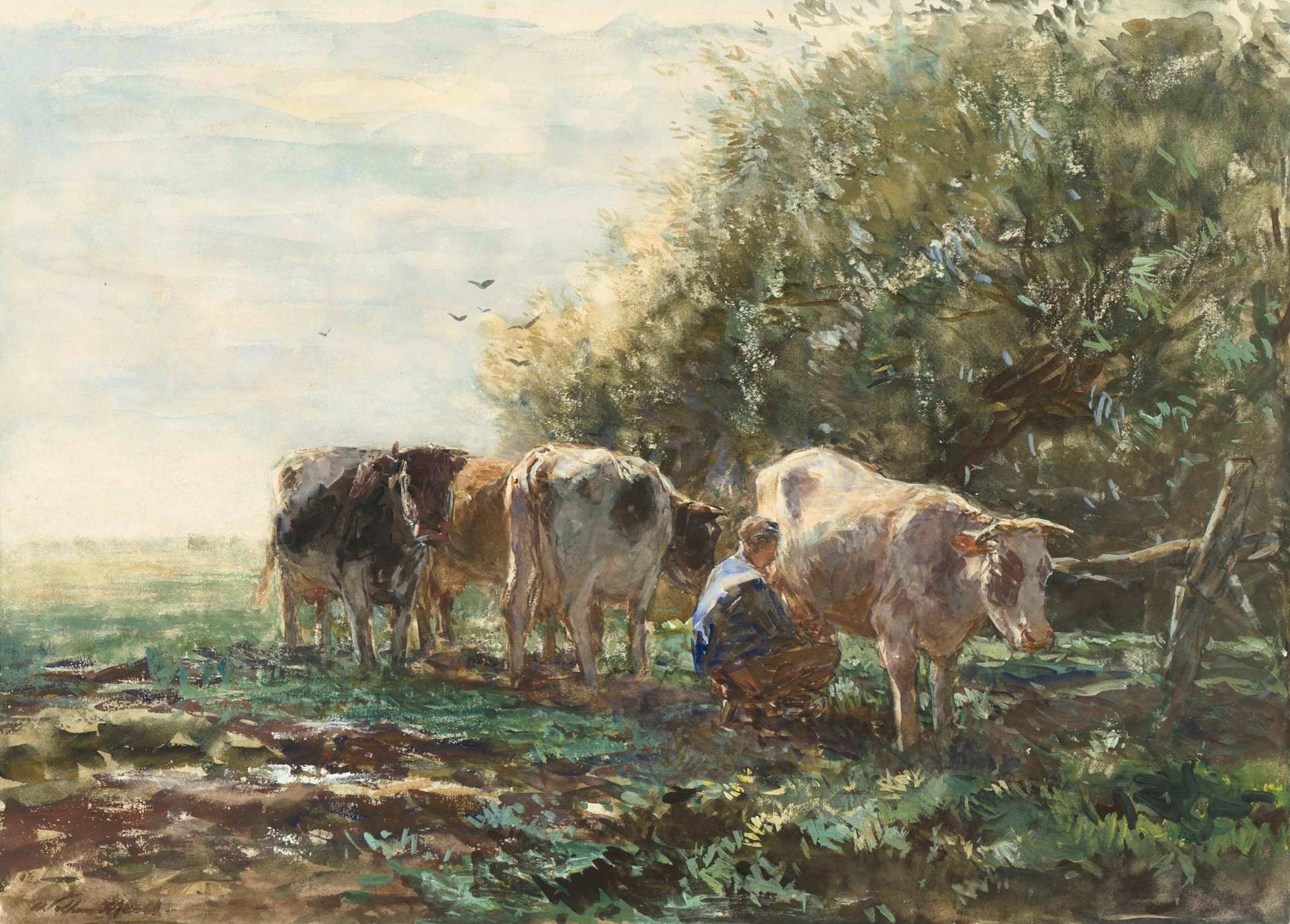 De Melkbocht - by Willem Maris