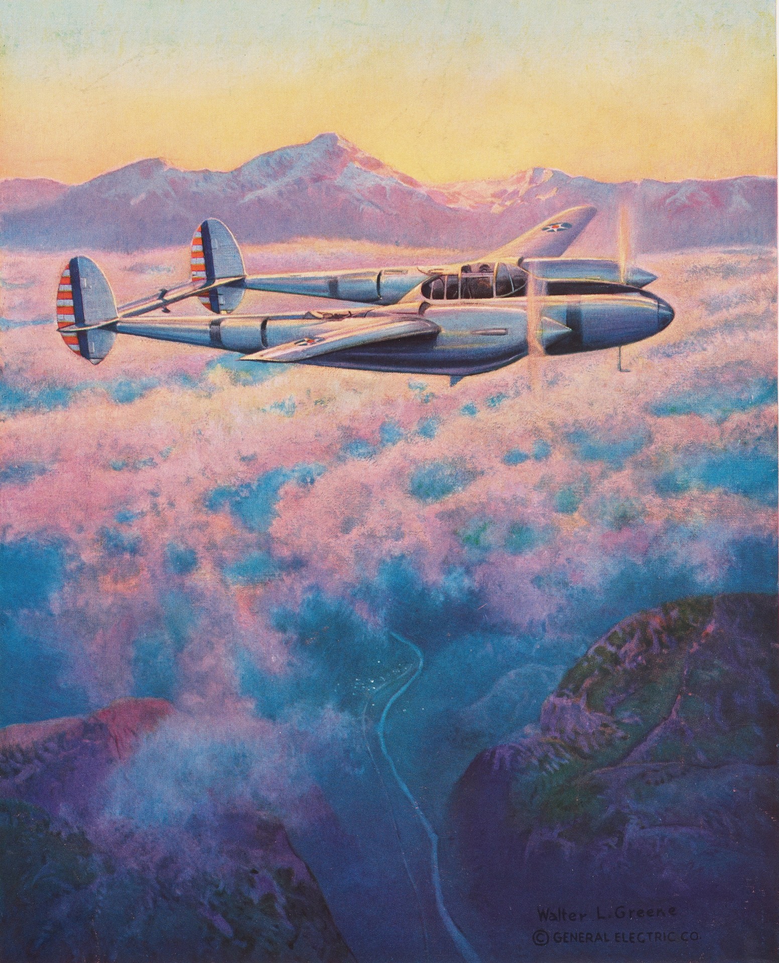 Through Thin Air, Miles Above the Earth, - by the Aid of G-E Turbo-Superchargers - by Walter L. Greene