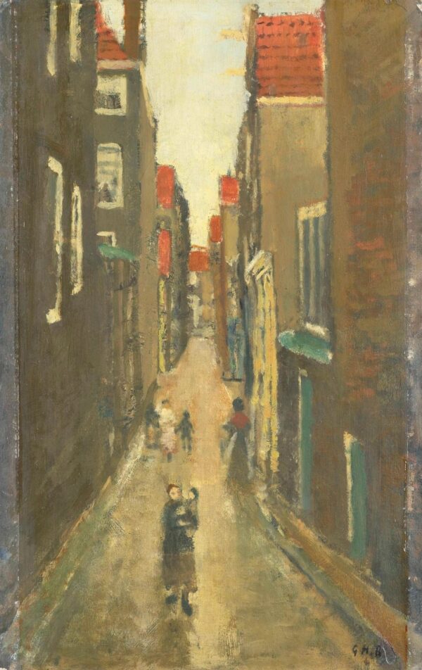 De Baanbrugsteeg Gezien Vanaf de Haarlemmerdijk in de Richting van de Vinkenstraat en de Brouwersgracht - by George Hendrik Breitner