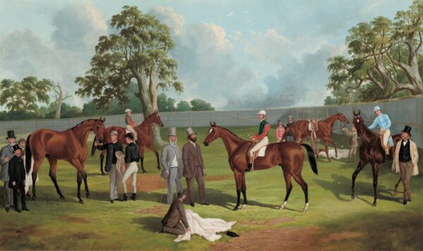 Group in the Dowling Forest Racecourse enclosure, Ballarat, 1863 - by Frederick Woodhouse