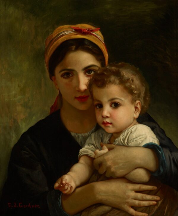 Copy of "Young Girl and Child" - by William Bouguereau - by Elizabeth Jane Gardner
