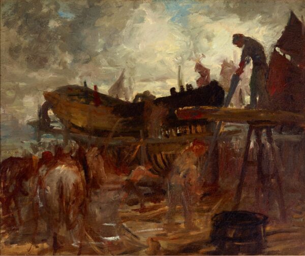 Boat Building, Etaples - by Rupert Bunny