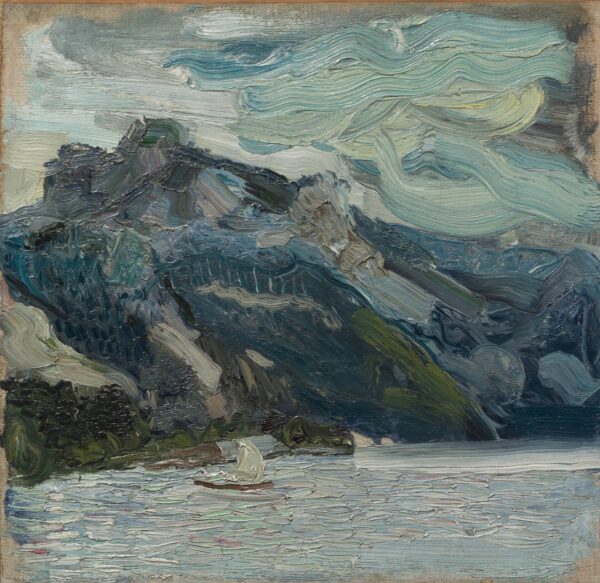 Lake Traun with Mountain Sleeping Greek Woman - by Richard Gerstl