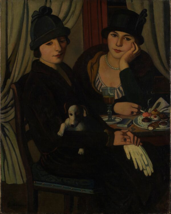 Donne al caffรจ (Women at the Cafรฉ) - by Piero Marussig