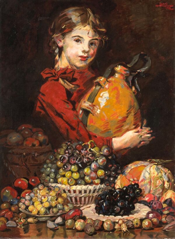 Monarosa, dochter van de schilder, als fruitverkoopster - by Martin Monnickendam