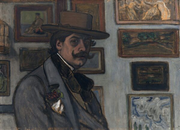 Self-Portrait in a brown hat - by József Rippl-Rónai