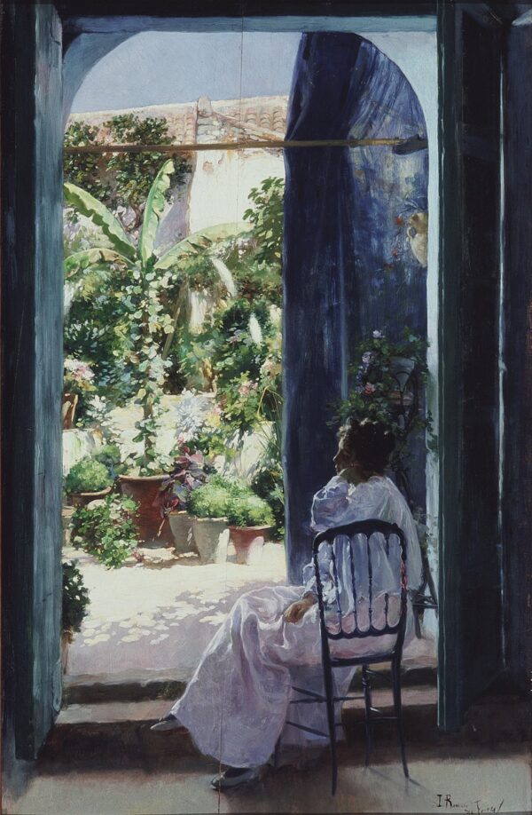 An Andalusian Patio (Pereza Andaluza) - by Julio Romero de Torres