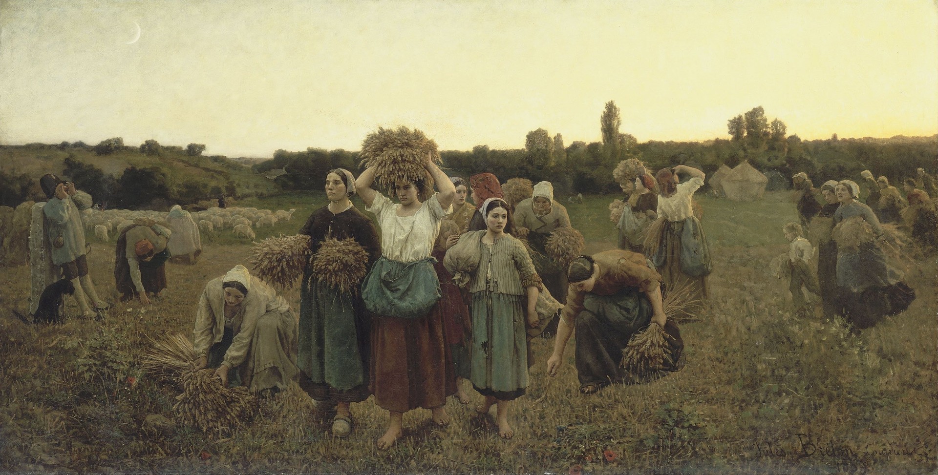 Calling in the Gleaners - by Jules-Adolphe Breton