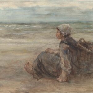 Vissersmeisje op het strand - by Jozef Israëls