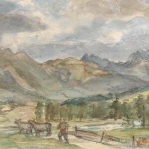 Berglandschap met veehoeder en twee koeien - by Jozef Israëls