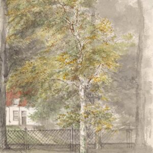Boom voor het hek van een landhuis - by Jozef Israëls