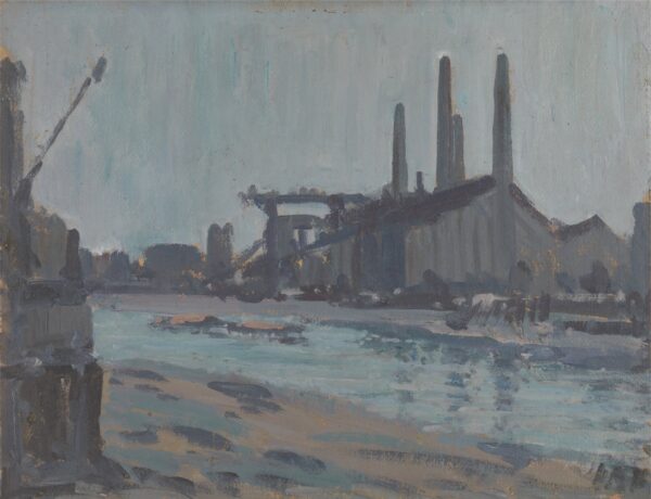 Landscape with Industrial Buildings - by a River - by Hercules Brabazon Brabazon