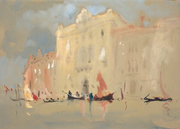 Gondolas Before a Palace on the Grand Canal in Venice - by Hercules Brabazon Brabazon