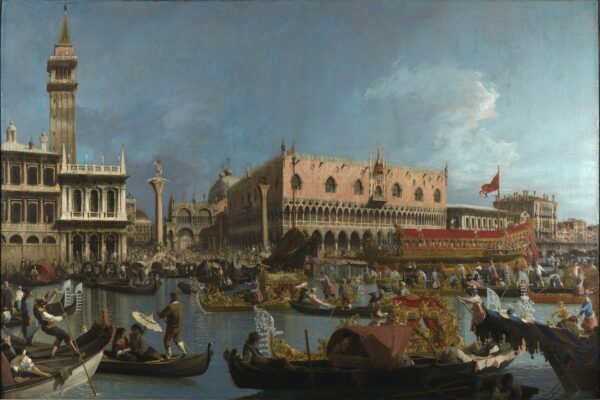 The Bucintoro Returning to the Molo - by Canaletto