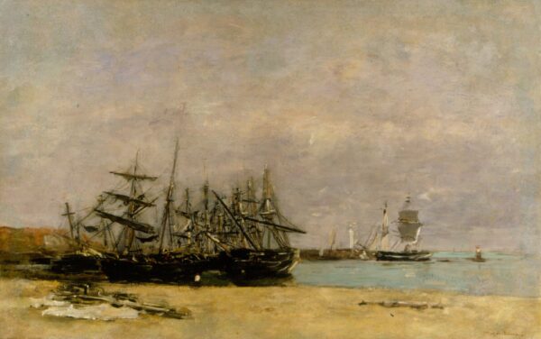 Portrieux - Run aground Boats - by Eugène Boudin