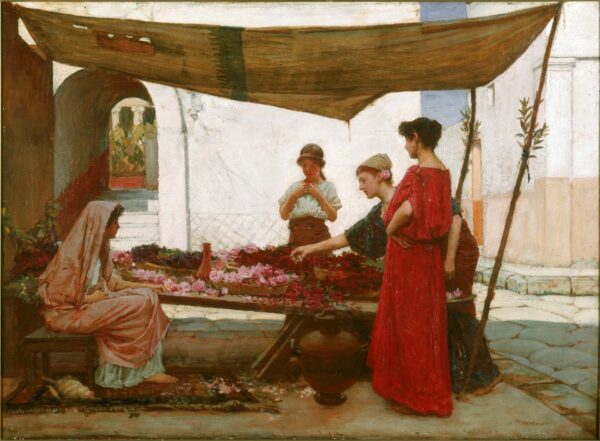 A Grecian Flower Market - by John William Waterhouse