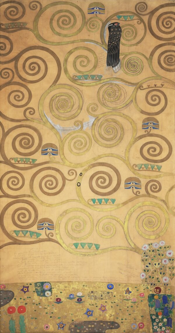 Nine Cartoons for the Execution of a Frieze for the Dining Room of Stoclet House in Brussels: Part 3, Part of the tree of life - by Gustav Klimt