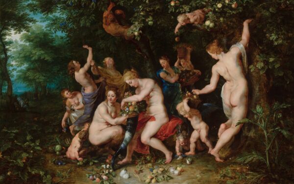 Nymphs Filling the Cornucopia - by Peter Paul Rubens
