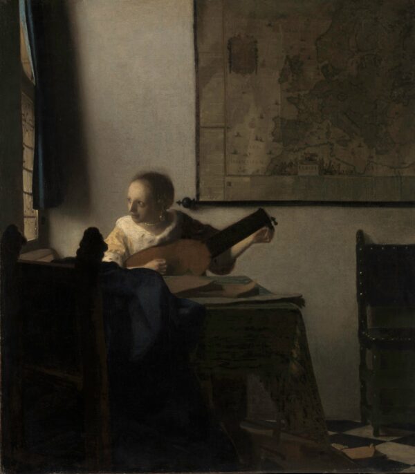Young Woman with a Lute - by Johannes Vermeer