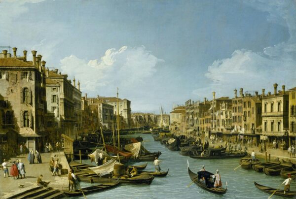 The Grand Canal near the Rialto Bridge, Venice - by Canaletto
