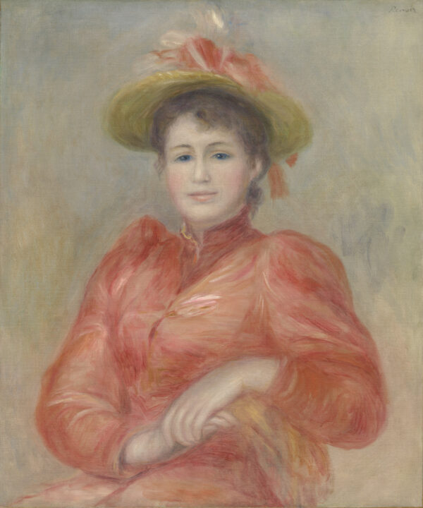 Young Woman in Red Dress - by Pierre-Auguste Renoir