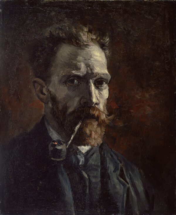 Self-portrait with pipe - by Vincent van Gogh