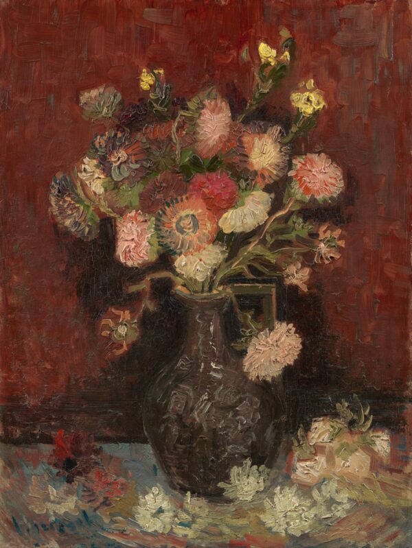 Vase with Chinese Asters and Gladioli - by Vincent van Gogh