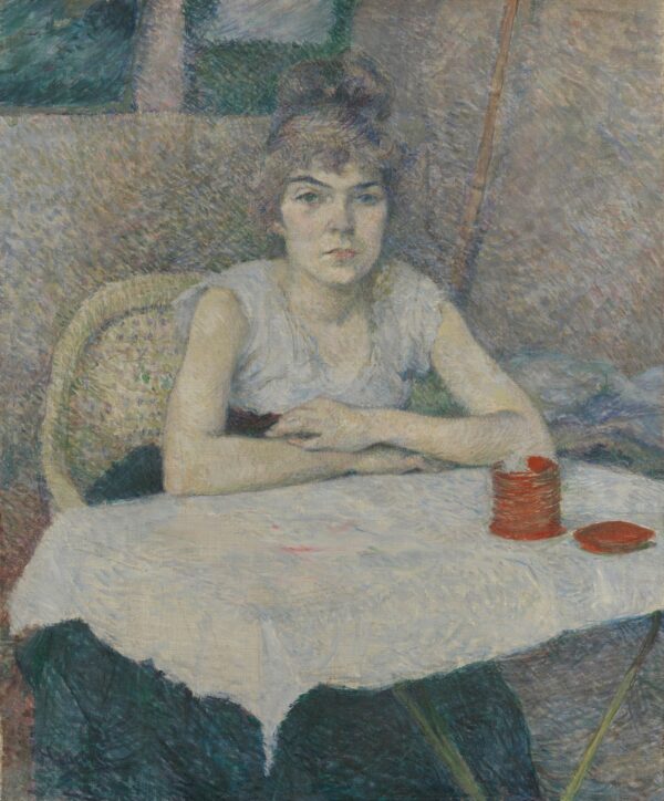 Young woman at a table, 'Poudre de riz' - by Henri de Toulouse-Lautrec