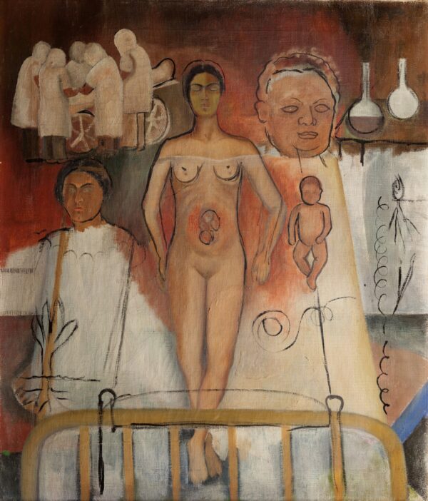 Frida and the Cesarean (unfinished) - by Frida Kahlo