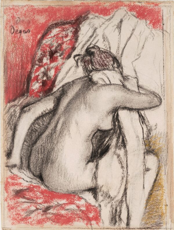 After the Bath: Seated Woman Drying Herself - by Edgar Degas