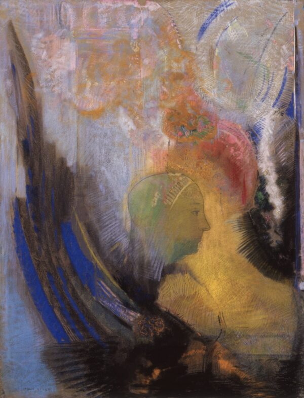 Winged Bust in Profile - by Odilon Redon