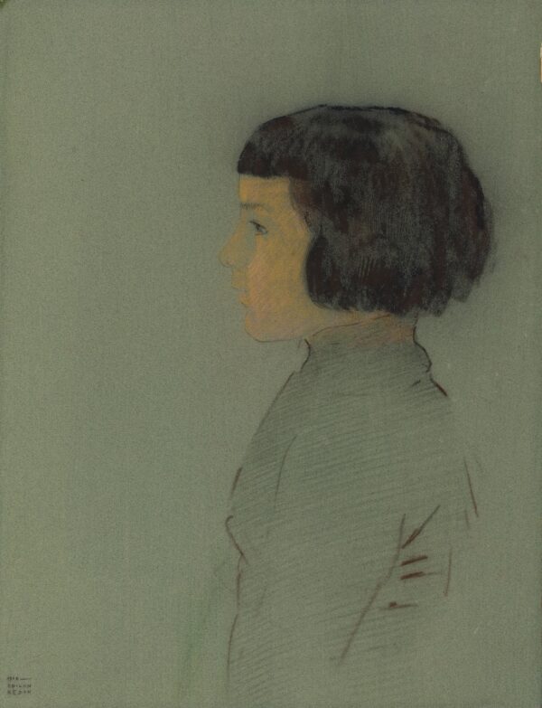 Young Woman in Profile - by Odilon Redon