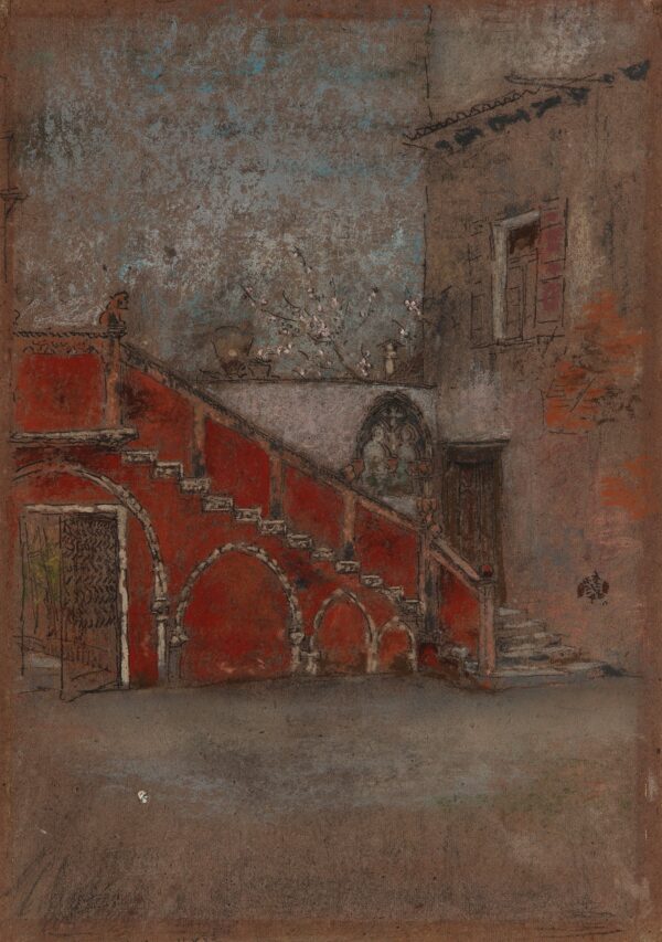 The Staircase: Note in Red - by James Abbott McNeill Whistler