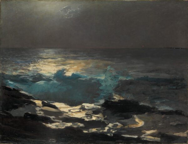Moonlight, Wood Island Light - by Winslow Homer