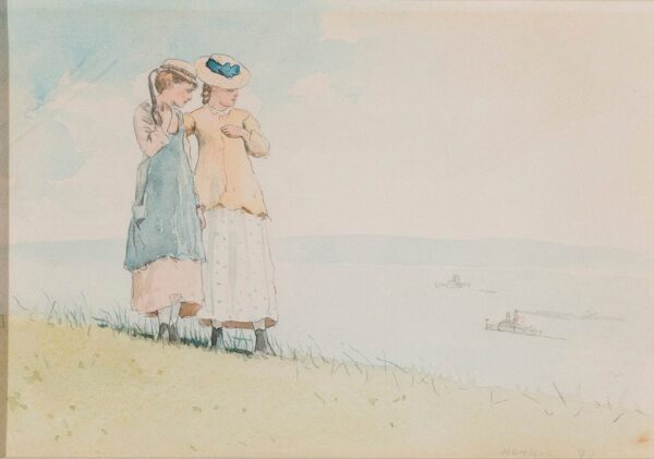 Two Girls on a Hillside - by Winslow Homer