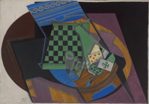 Damier et cartes à jouer (Checkerboard and Playing Cards) - by Juan Gris