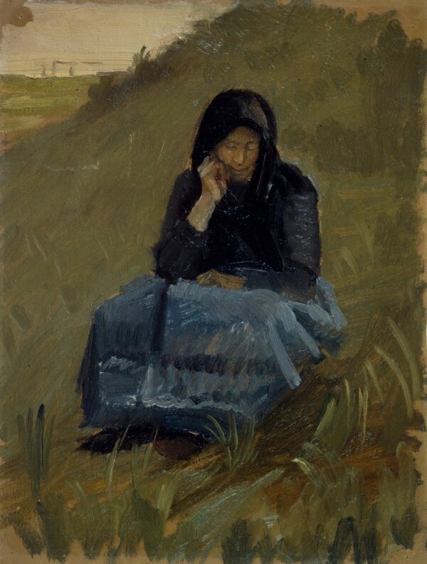 A Field Sermon. Figure Study - by Anna Ancher