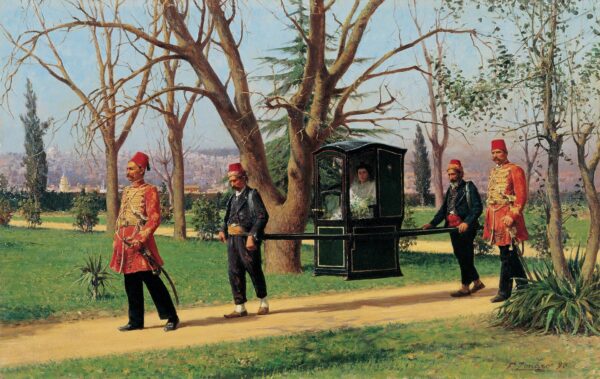 The Daughter of the English Ambassador Riding in a Palanquin - by Fausto Zonaro